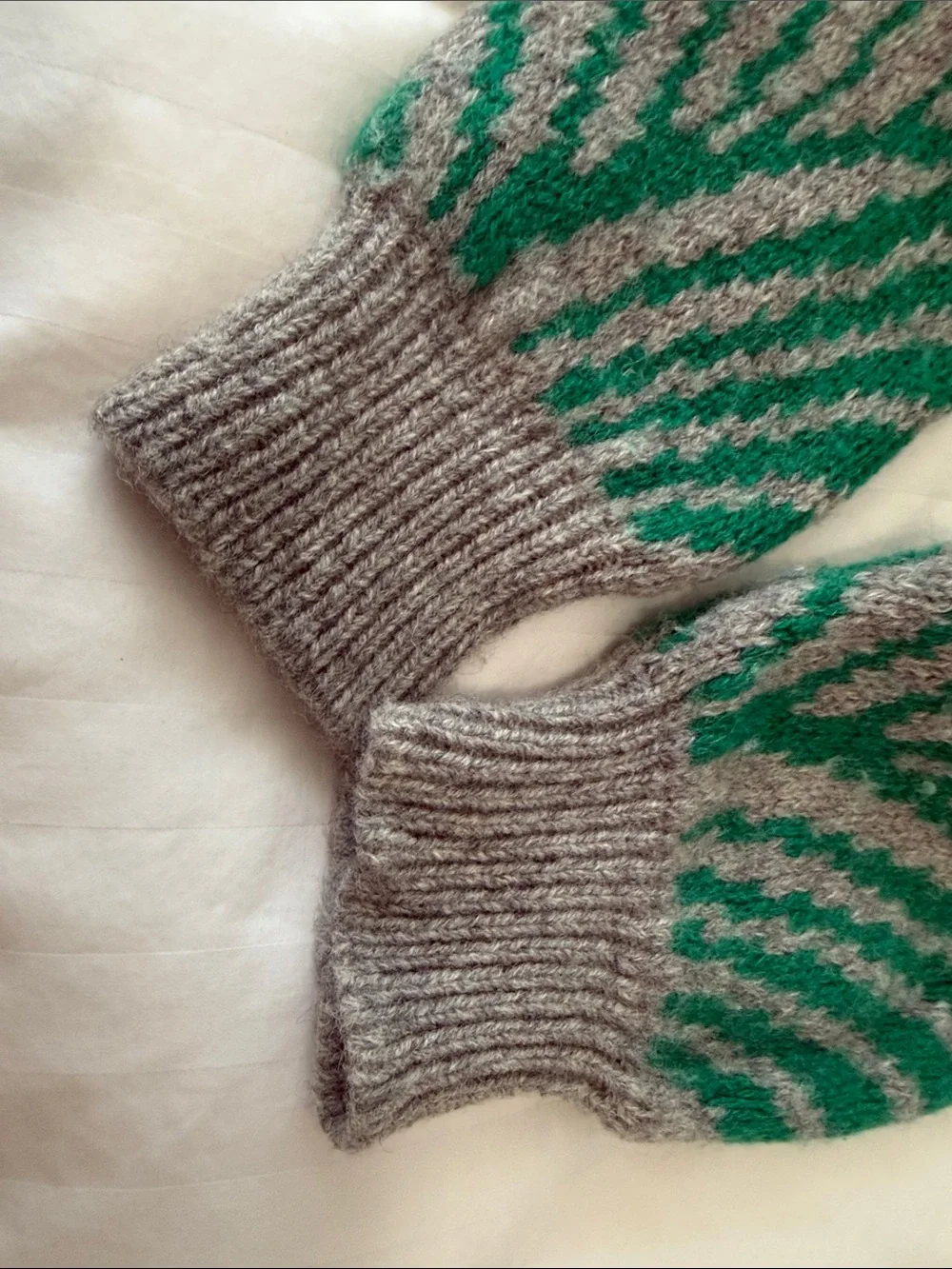 Green and Gray Patterned Crewneck Sweater | Unisex